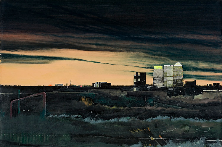 The Red Scarf, limited edition digital print with hand painting by Jock McFadyen