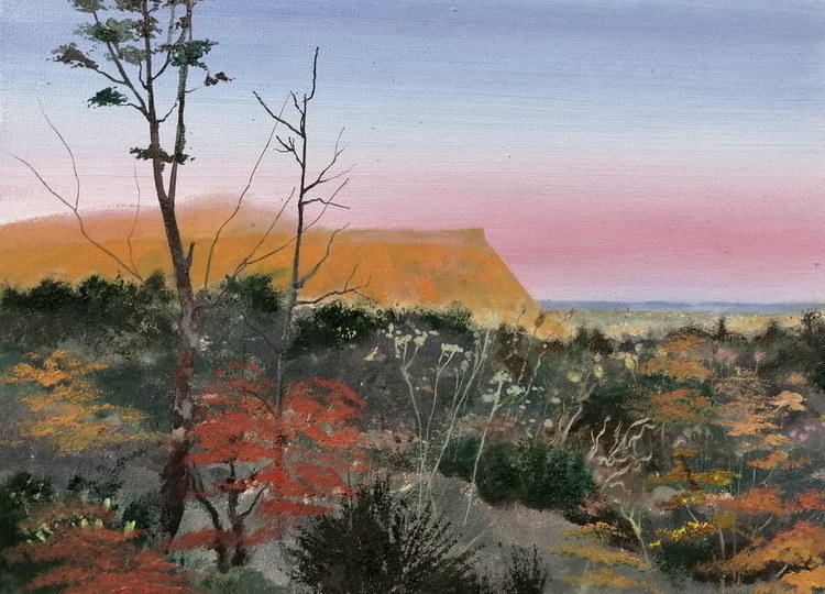 Salisbury Crags, limited edition digital print with hand painting by Jock McFadyen