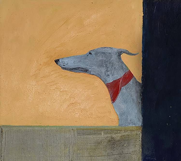 The Red Scarf, limited edition digital print with hand painting by Jock McFadyen