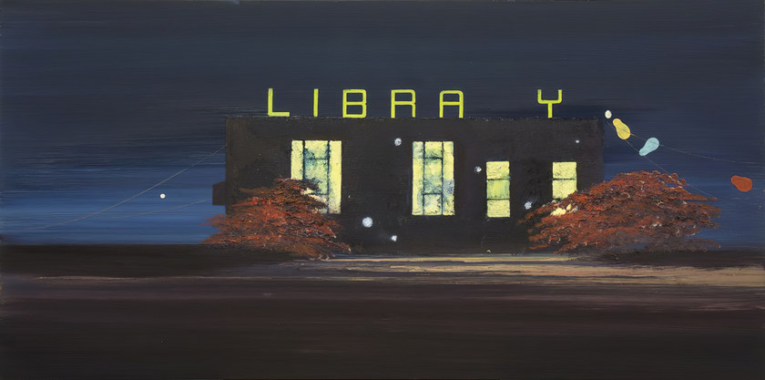 Libra y, 2016. Oil on board. 59 by 118 cm. Private collection.